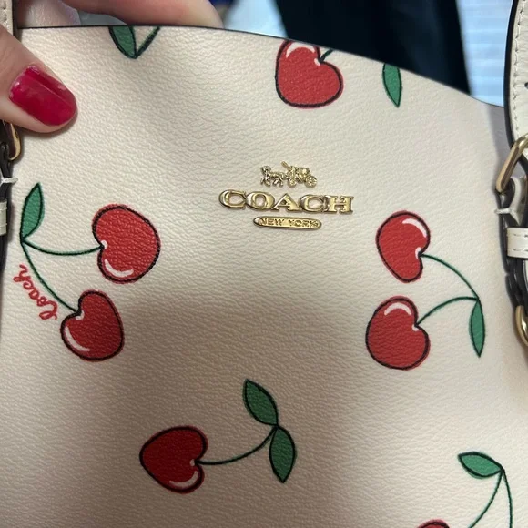 Coach Mollie Tote with Cherry Heart Print on Canvas HTF - Picture 7 of 16